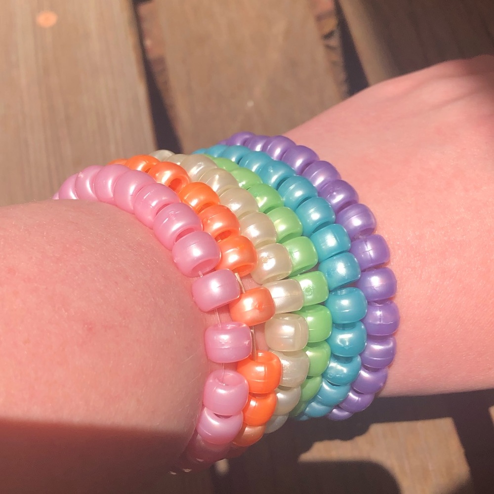 6 Pearl Pony Bead bracelet set